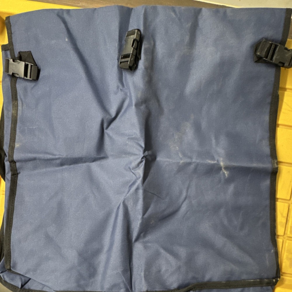 Navy Rectangular Storage Bag, Solid Pattern, Buckle Closure