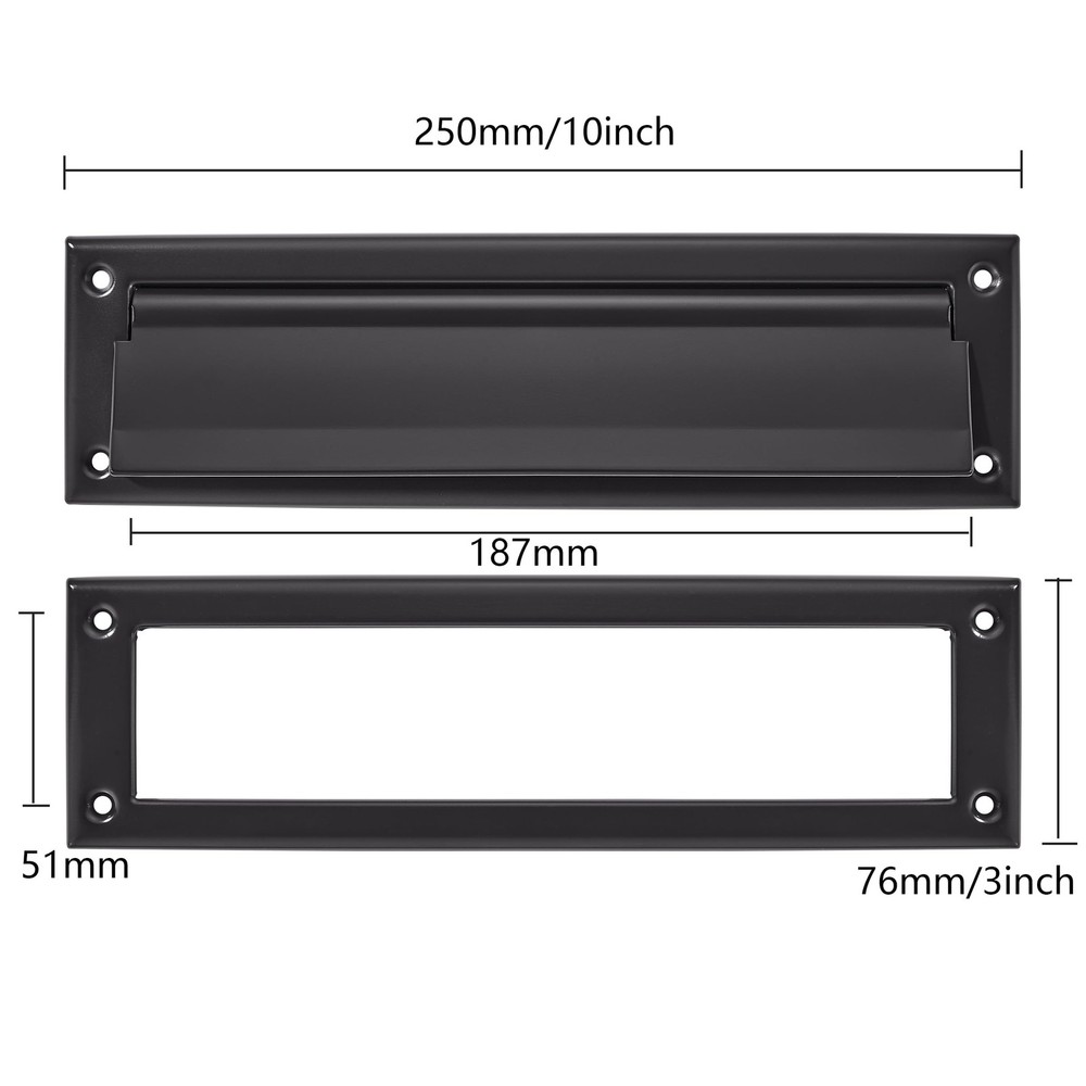 KHTUMEWARE 10" Matte Black Solid Brass Mail Slot Internal Frame Durable Secure