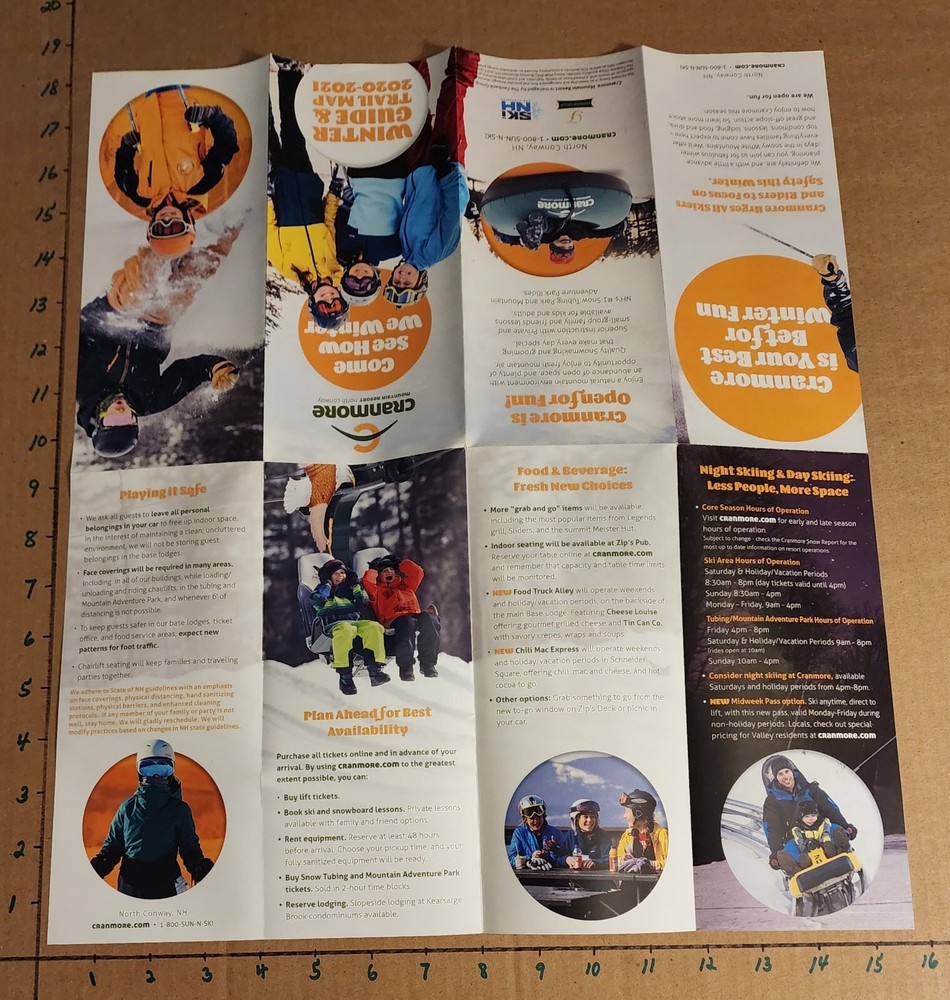 1960'S CRANMORE SKIMOBILE TRAIL MAP BROCHURES(2 DIFF.) PLUS 4 CURRENT TRAIL MAPS