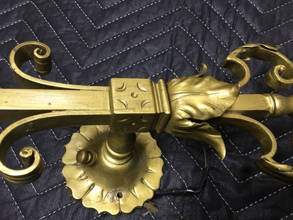 Antique Renaissance Ornate Gilded Solid Brass Wall Light Sconces