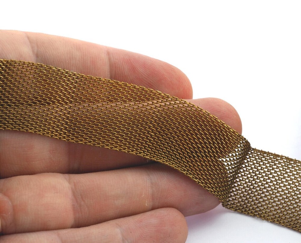 Mesh Ribbon, Mesh chain raw brass 20 mm B20mm
