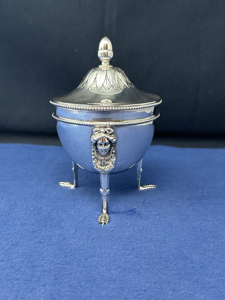 BARBARA MILES BRITISH STERLING FOOTED SILVER BOX / COVERED BOWL