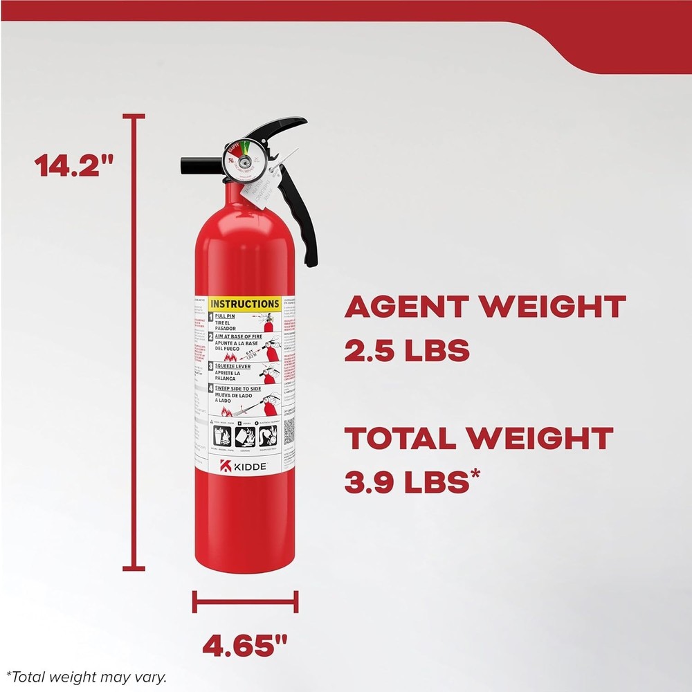 2-Pack Kidde Home Fire Extinguisher 1-A:10-B:C Class ABC 2.5 lb. 21030932