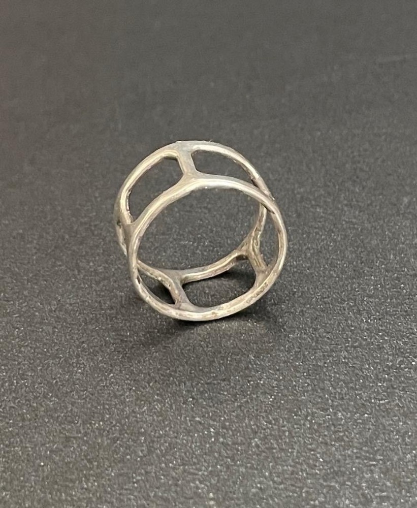 Vintage Silver Minimalist Window Pane Cutout Design Band Ring Size 6.75