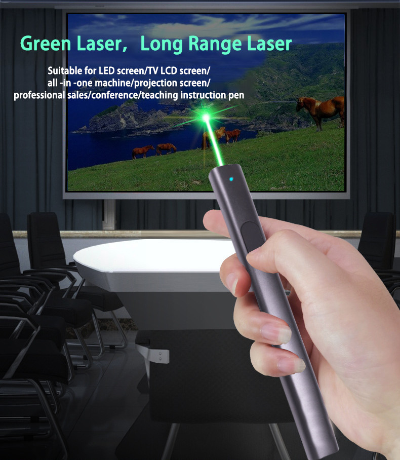 Green Laser Pointer Pen Visible Beam USB Charge Long Range Teaching Meeting Cat