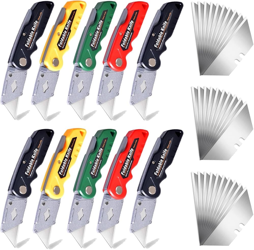 Heavy Duty Folding Box Cutter Set Replacement Blades, Profal Utility