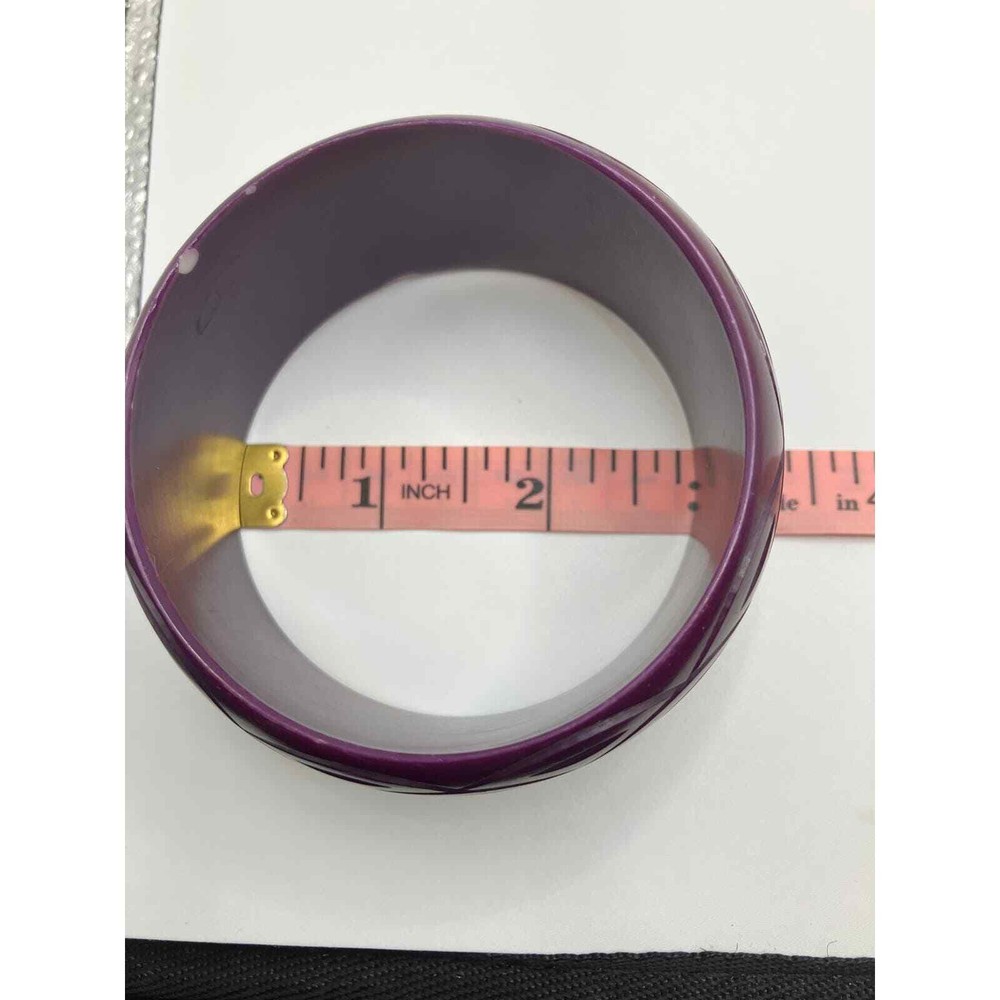 Purple Carved Chunky Plastic Deco Style Bangle!