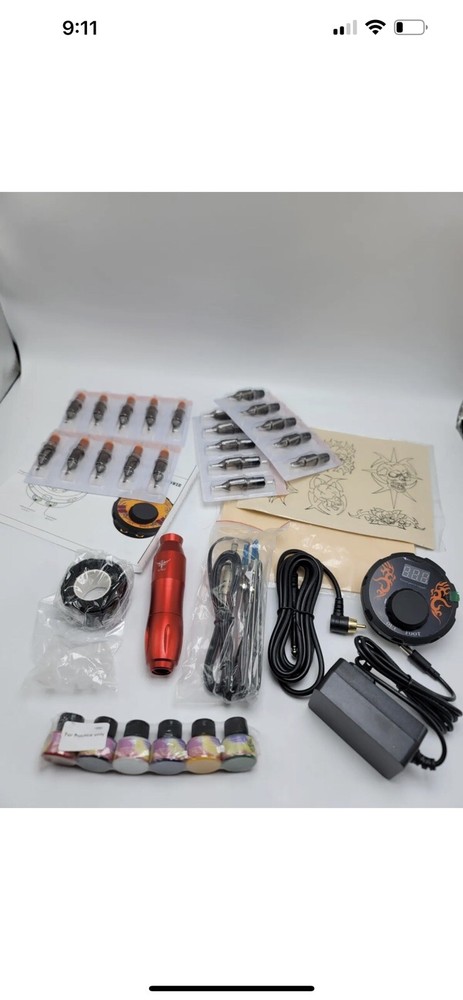 TATELF G12 Complete Rotary Tattoo Pen Kit - Red(Open Box)