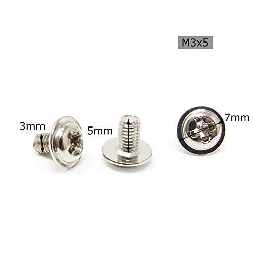 Honbay 100PCS M3x5 Round Head PC Mounting Computer Screws Nickel Plated