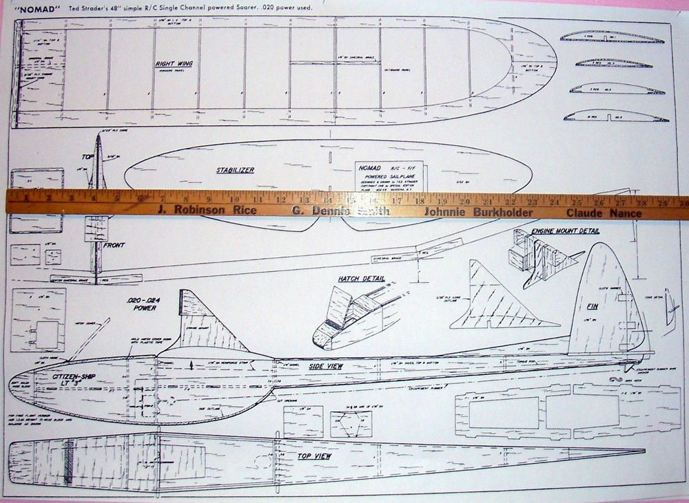 NOMAD PLAN + CONSTRUCTION ARTICLE to Build a 48" Power Pod RC Model Sailplane