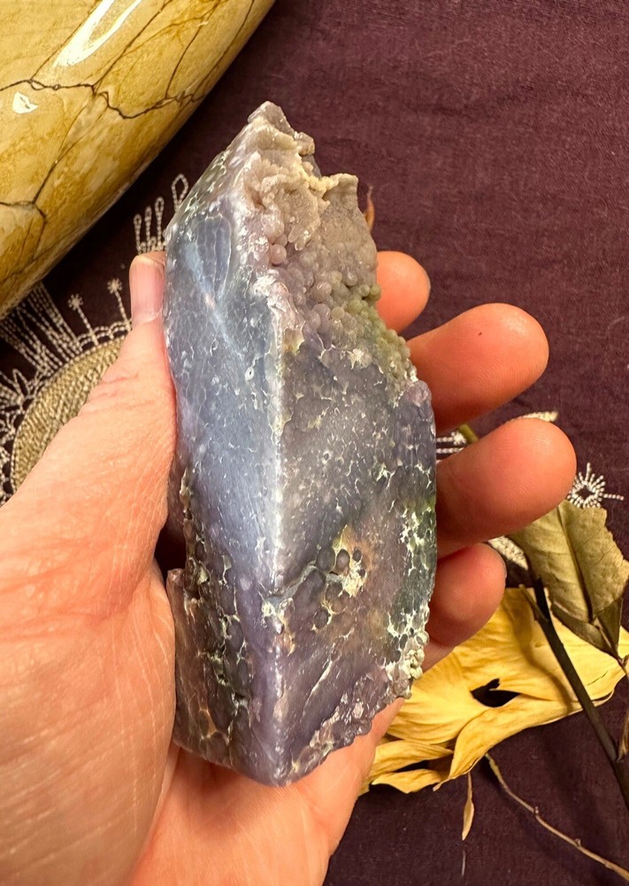 Grape Agate Raw And Polished Point, Grape Agate Tower, All Natural