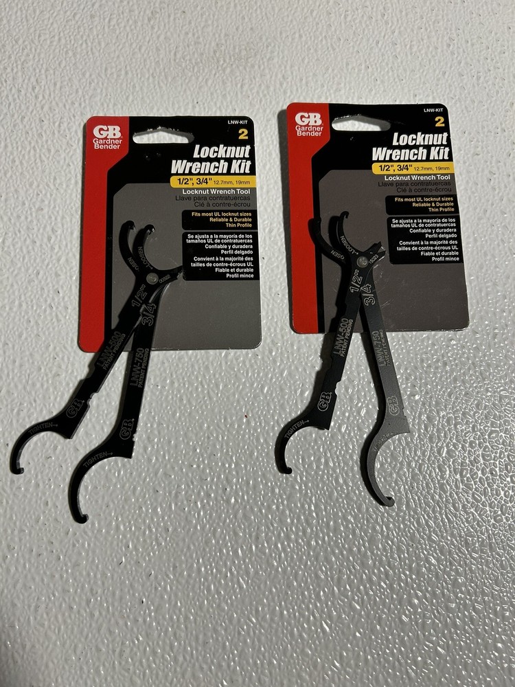 Two (2) sets of GB/Gardner Bender LNW-KIT Electrical Locknut Wrenches / Tools