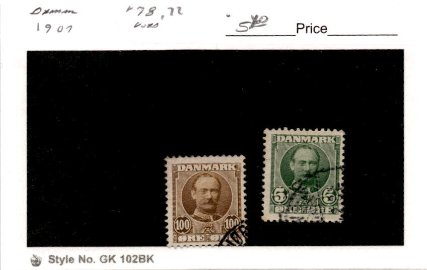 Denmark, Postage Stamp, #78, 82 Used, 1907 King Frederik (AB)