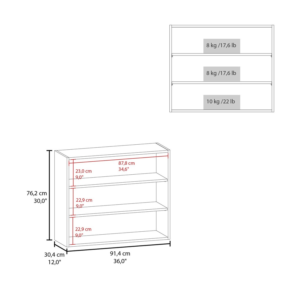 Chinle Wall Cabinet in Melamine with Open Storage, Black