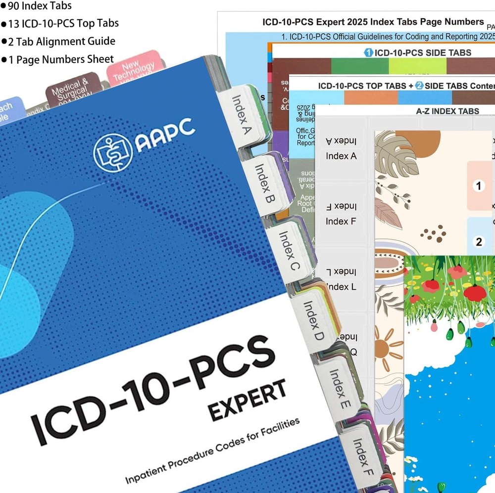 ICD-10-PCS Complete Code 2025/2026 AAPC Version Index Tabs, Color Coded