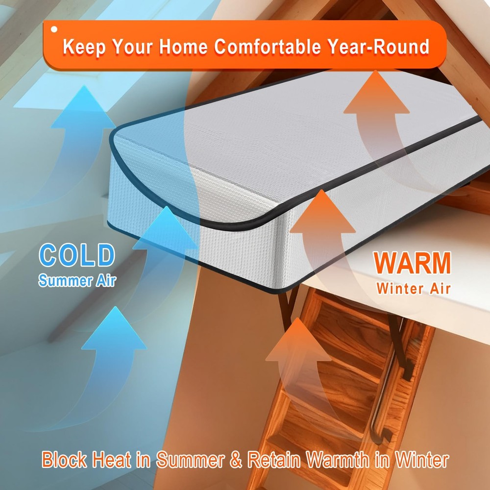 Attic Door Insulation Cover – Reflective Pull Down Tent with Zipper, 25” x 54...