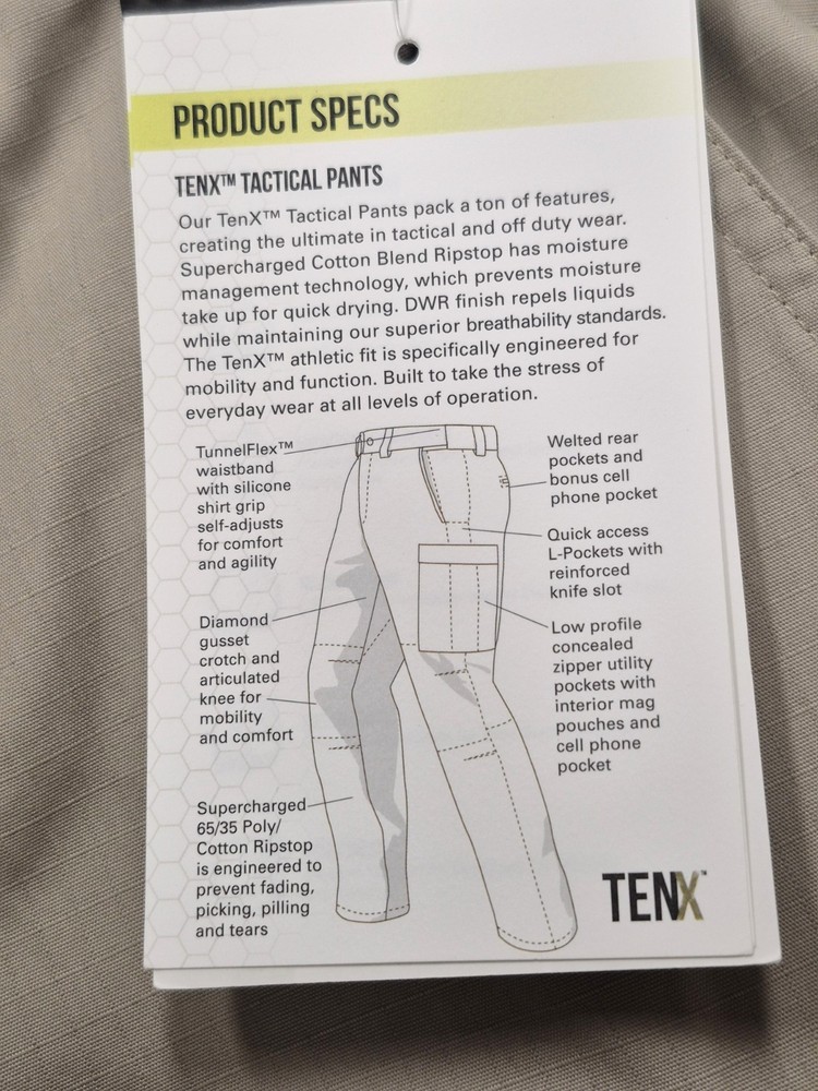 NWT Blauer Ripstop Tactical Pants (36/30) Silver Tan Sip Pockets Polyester-Blend