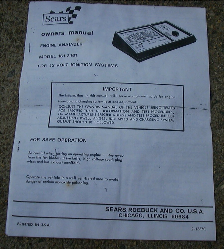 Sear's Engine Analyzer, 12V Ignition System, in good working order