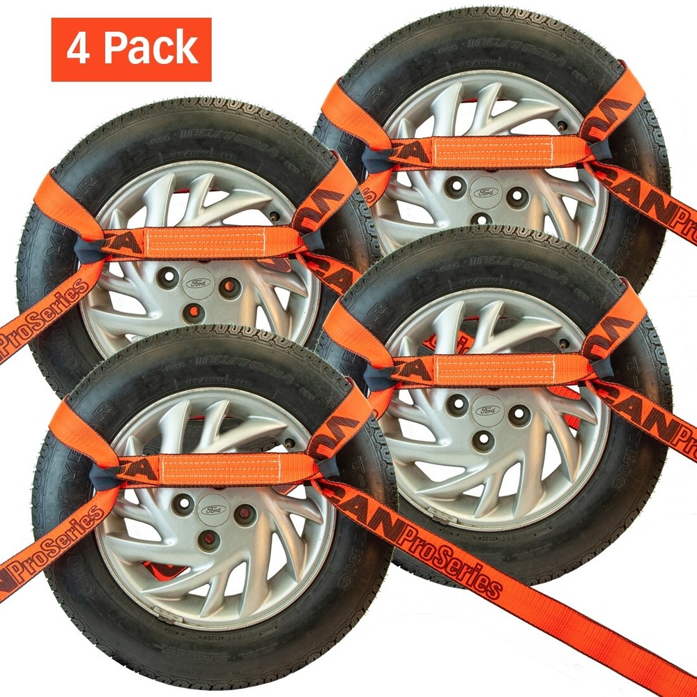 8-Point Roll Back Car Tie Down Kit - Snap Hook & Chain Tail 4 Pack PROSeries