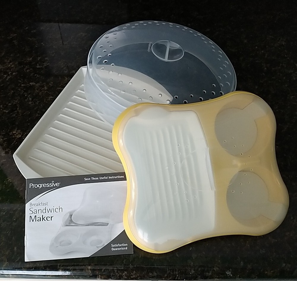 Microwave Bacon Tray + Breakfast Sandwich Maker + Adjustable Cover Progressive