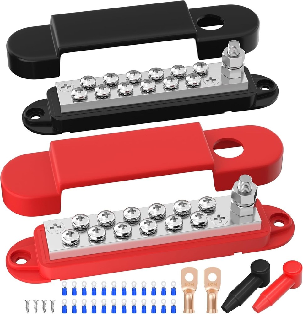 Marine Bus Bar 12V 150A - 1/4" Studs, 12V DC Battery