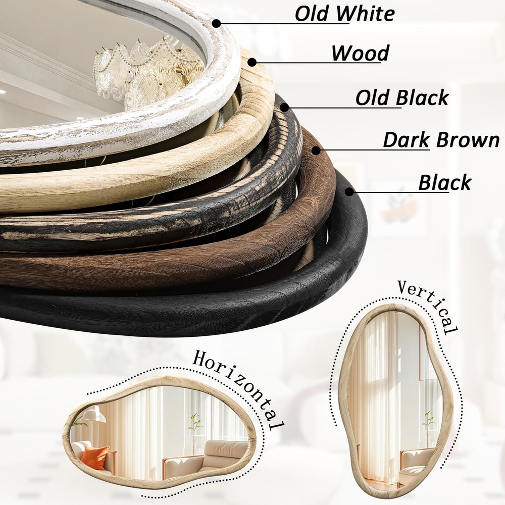 Irregular Mirrors for Wall Asymmetrical Bathroom Mirror 30"x18" Wall Mounted ...