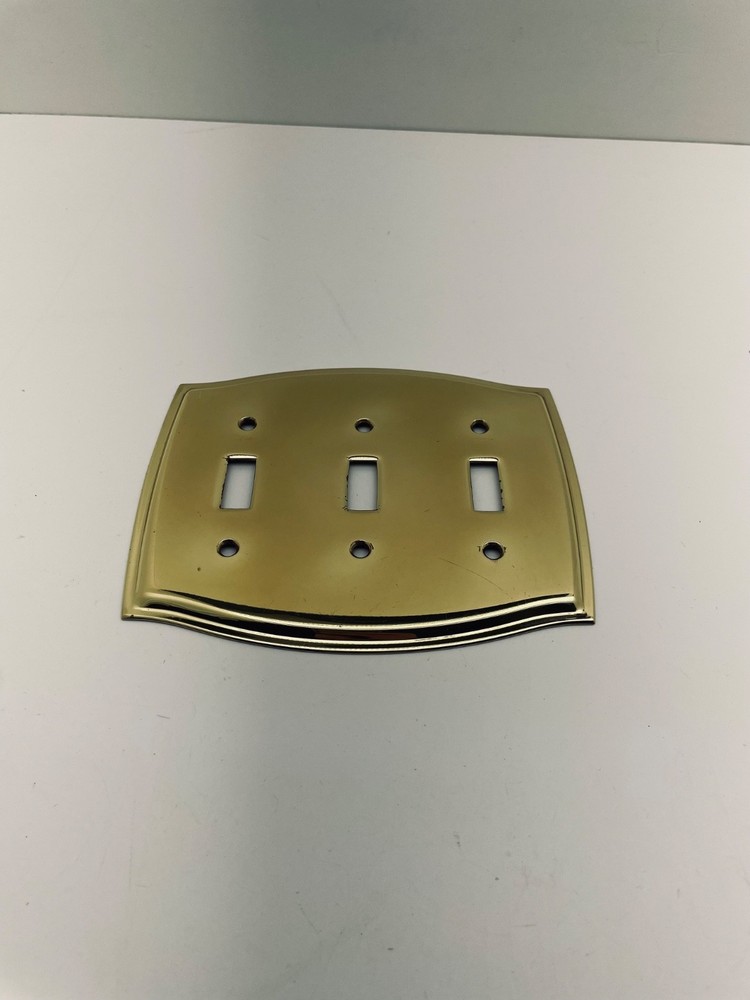 Vintage Brass light switch plate with 3 switches