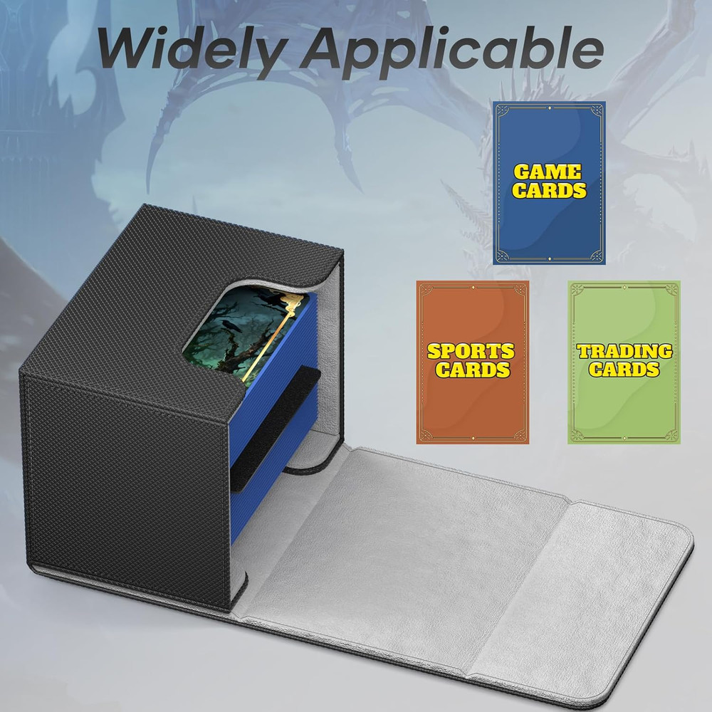 Card Deck Box, Commander Deck Box Holds 100+ Double-Sleeved Cards with 4 Divider