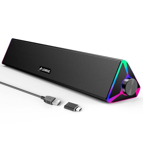 Computer Speakers for Desktop,PC Speakers with Single USB for Power and Black