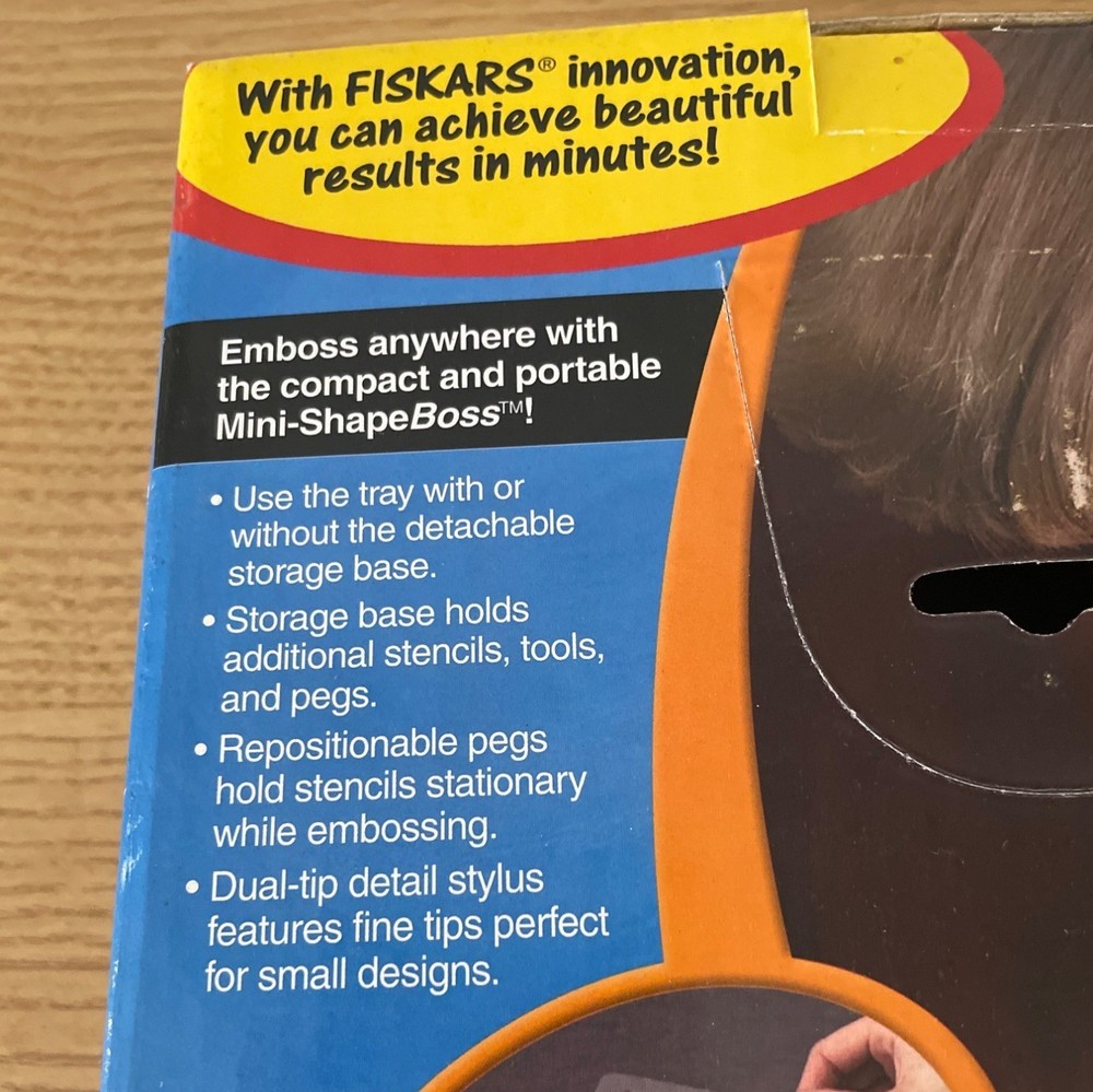 Fiskars Mini-ShapeBoss Portable Embossing System Scrapbook Cards w Stencils Tool