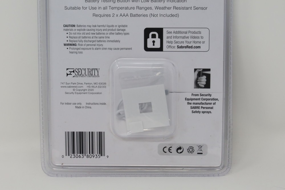Sabre HS-WLA Plastic White Water Leakage Alarm Sensor Standalone
