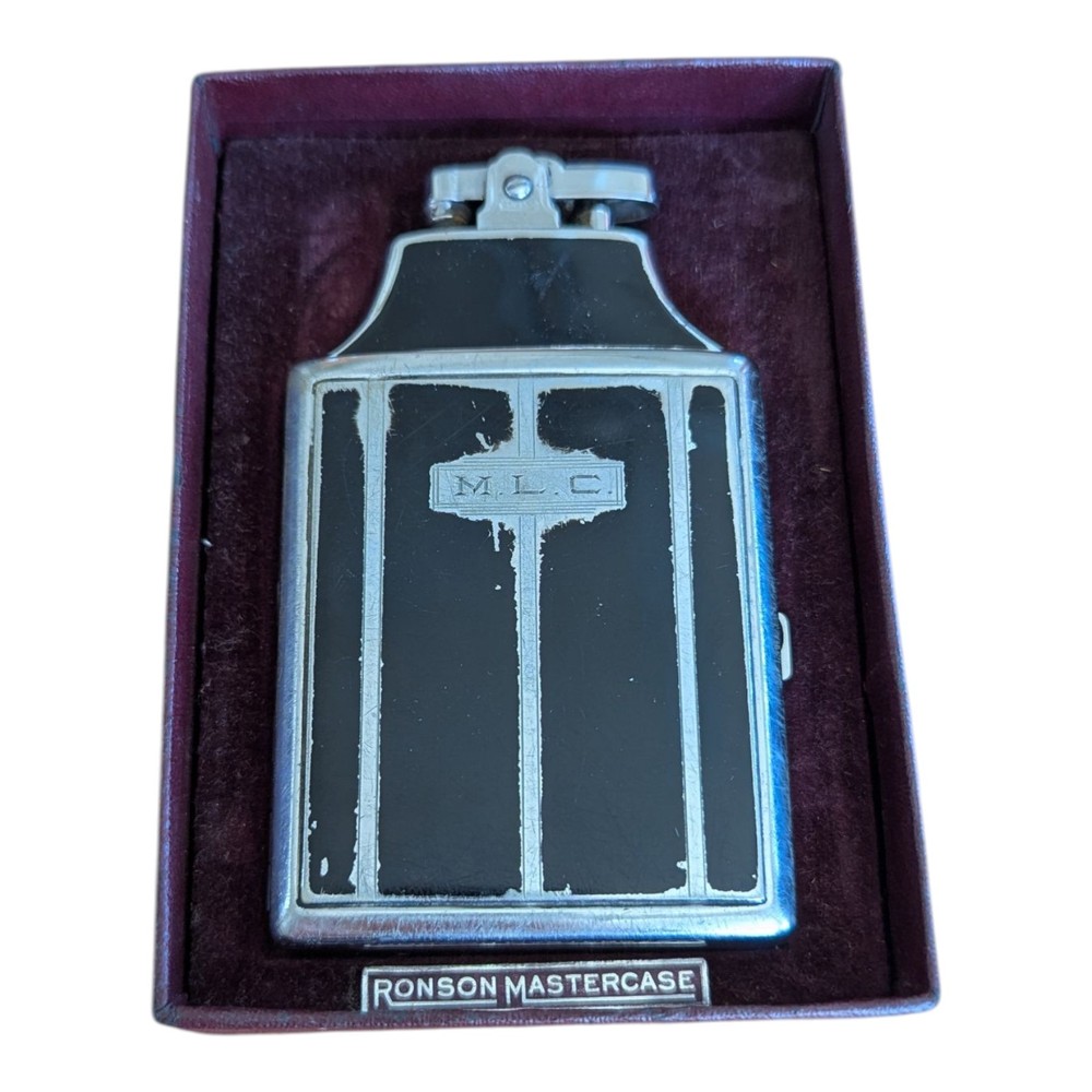 Lighter Cigarette Case Combo Vintage Art Deco Ronson Mastercase Monogram X