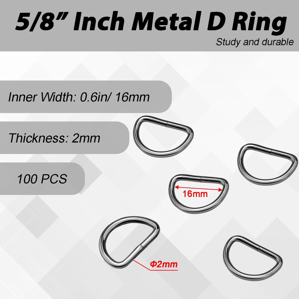 Ajustable Metal D Ring Webbing Strap Belt Buckles for Bag, Backpack