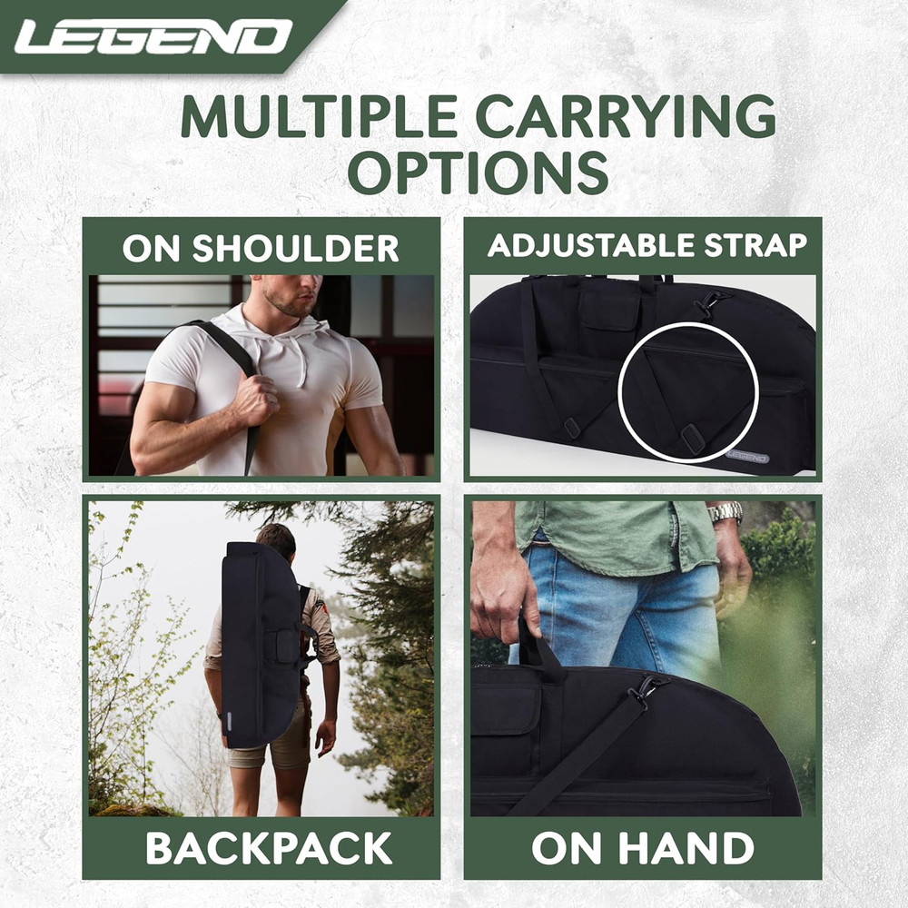 Premium Soft Compound Bow Case with Backpack Strap - 36" or 44" Interior