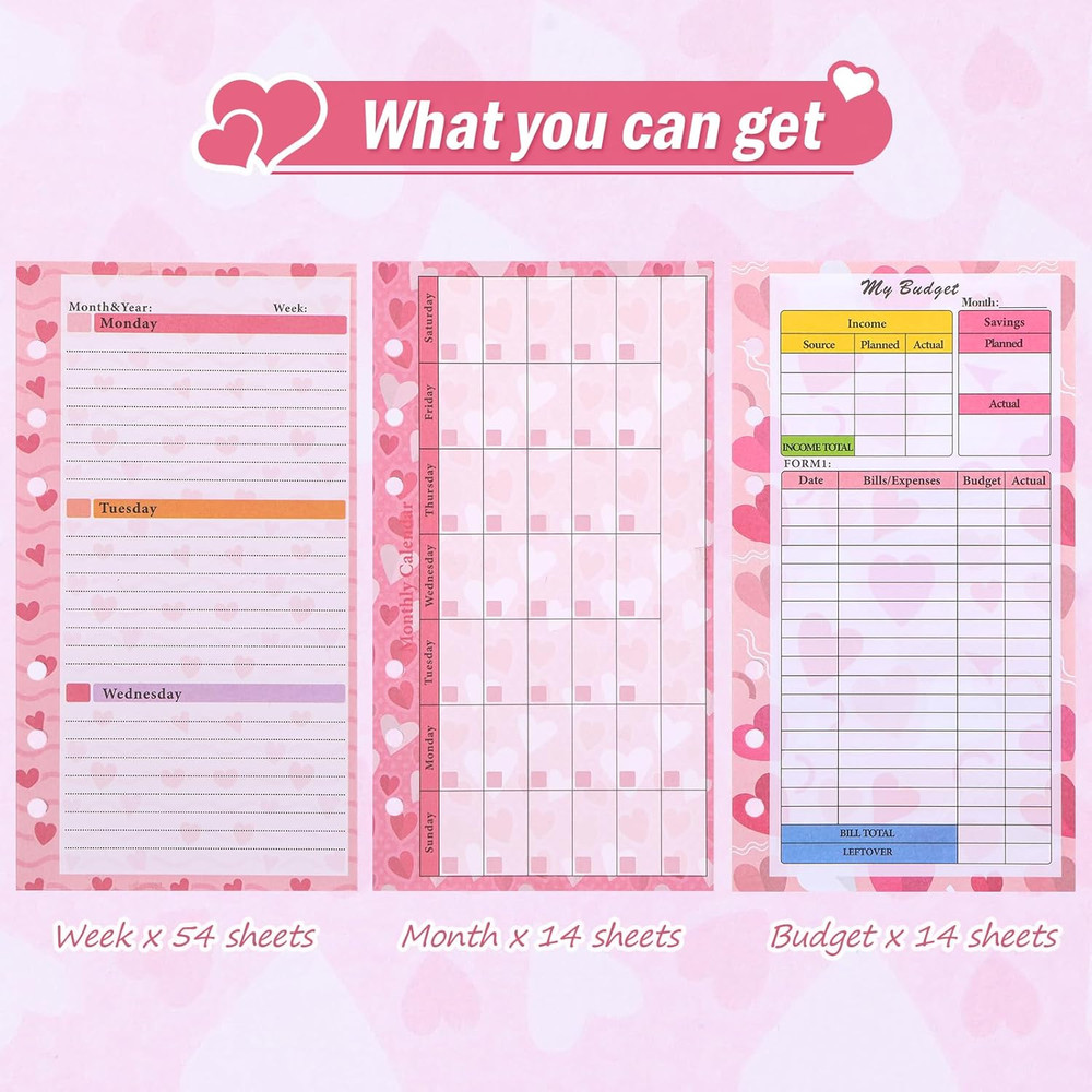 Toplive 3 Pack A6 Planner Refill Paper & Budget Sheets, Monthly Weekly Planner