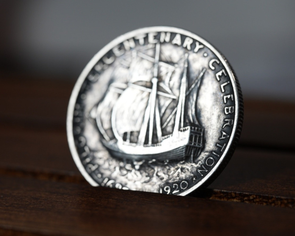 1920 Silver Pilgrim Commemorative Coin Tercentenary Celebration Half Dollar