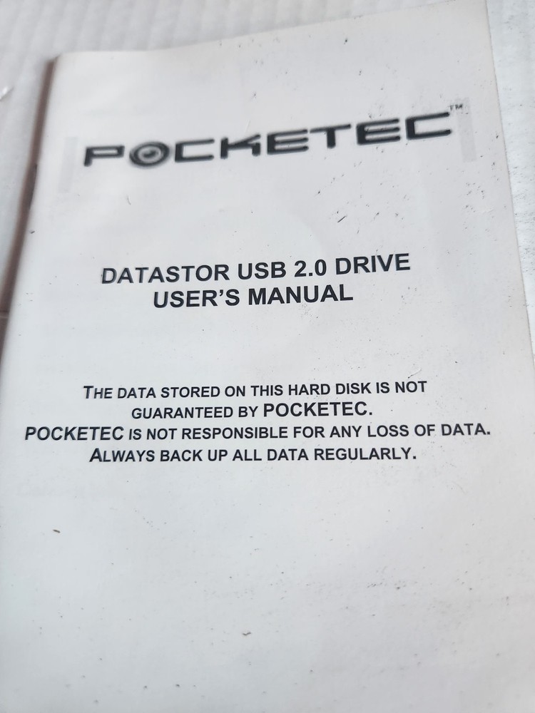 Pocketec Datastor USB 2.0 Portable Hard Drive 80L-10740