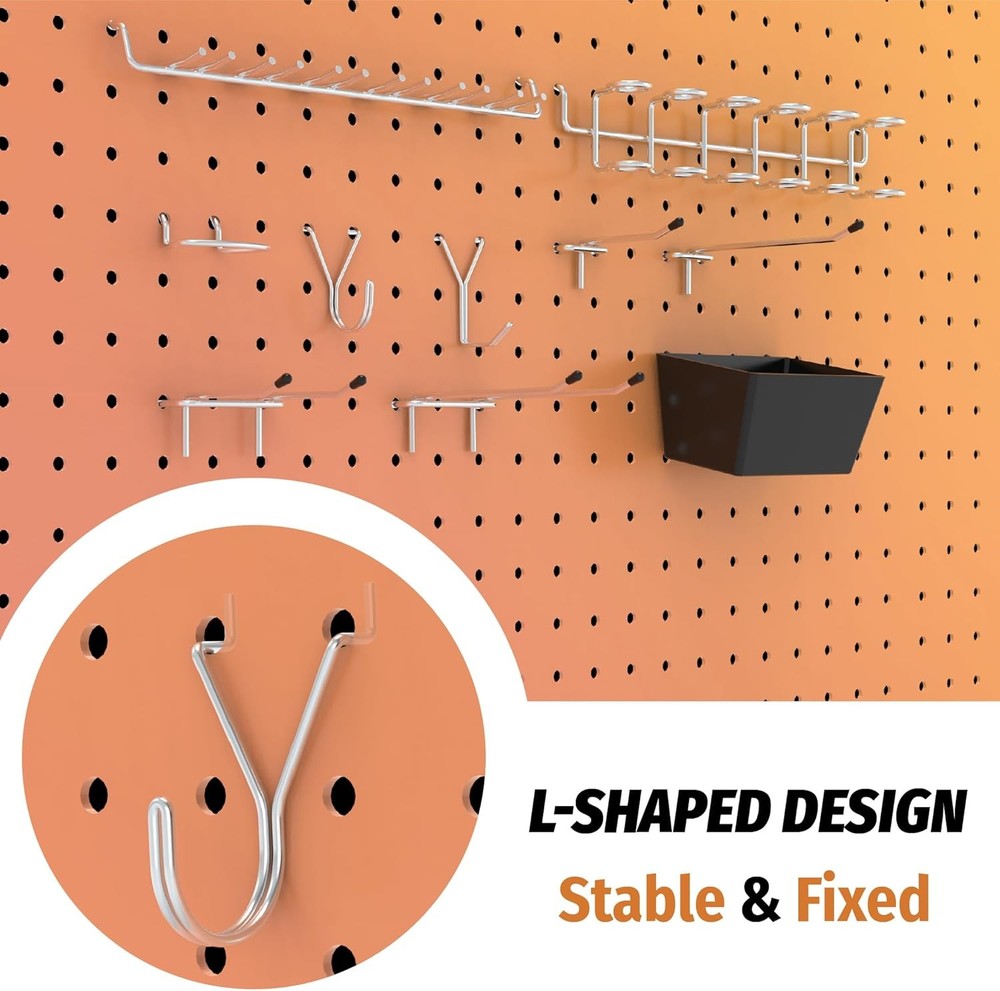 Pegboard Hooks Assortment 49PC, Pegboard Accessories with Pegboard Bins, Gara...
