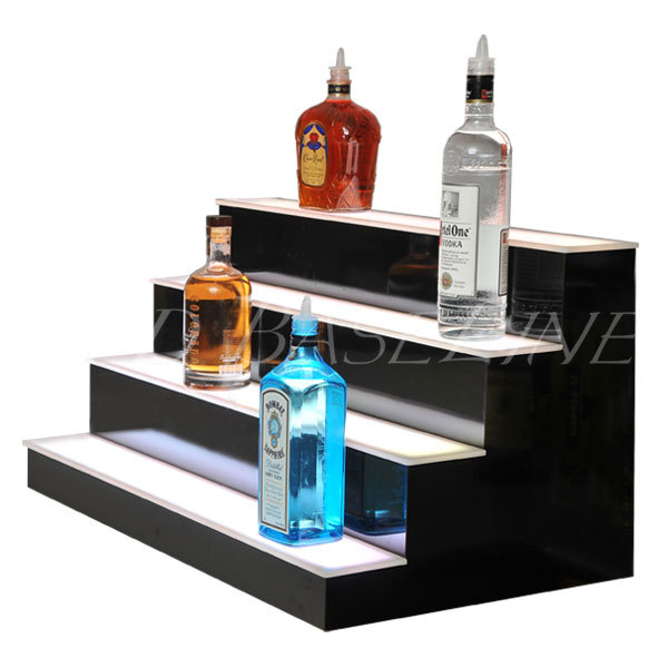 40" Lighted Glass Display Liquor Bottles 4 Step