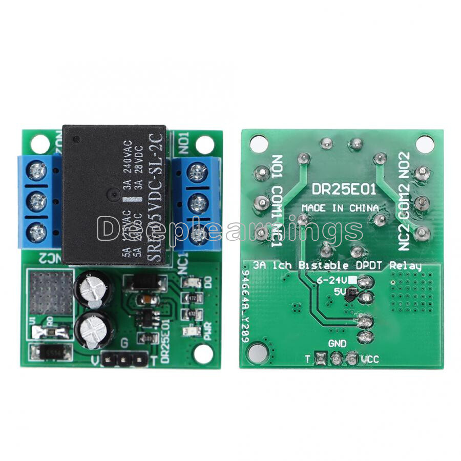 DC 5V or 6-24V Double Pole Double Throw DPDT Self-locking Bistable Relay Module