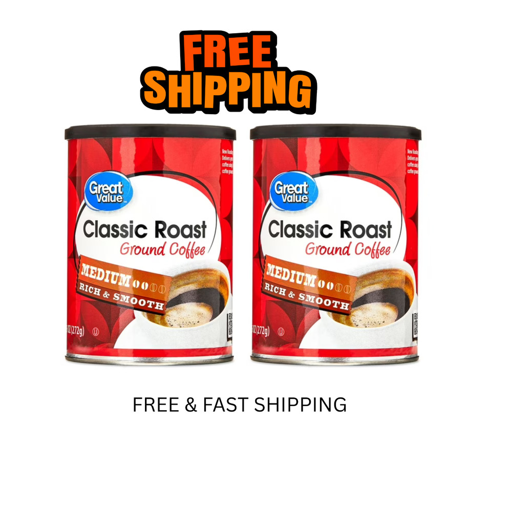 (2 PACK) Great Value Classic Roast Ground Naturally Caffeinated Coffee, 9.6 oz