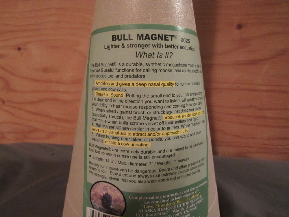 BULL MAGNET, moose call.