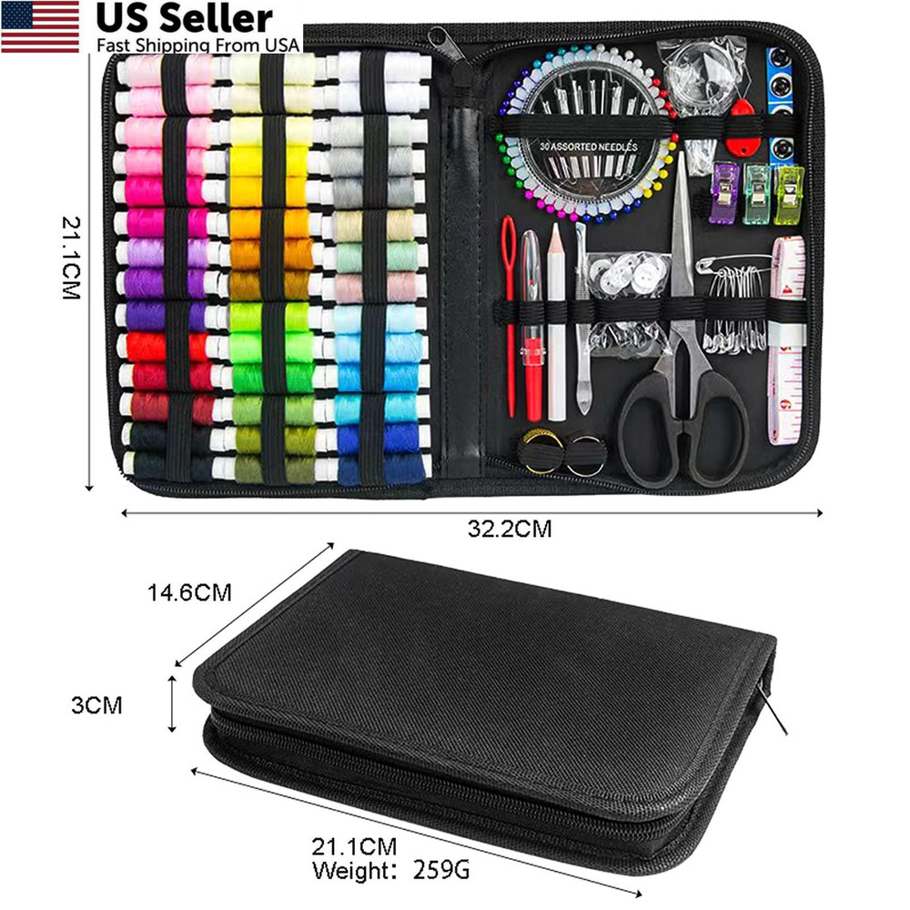 JUNING Sewing Kit with Black Case Portable XL-42 Threads-Black,