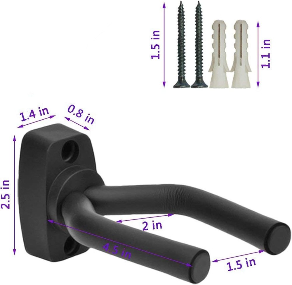 Guitar Wall Mount Hanger Set with Secure 60 lb Capacity, 2 Pack