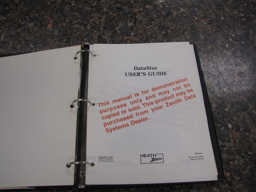 1981 Zenith Heath Micropro DATASTAR User Guide & 5.25" Software Disks in Binder