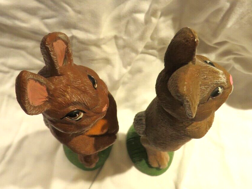 Easter Bunny Rabbit Figurines- set of 2 -9+" x 2.5" c 2+"