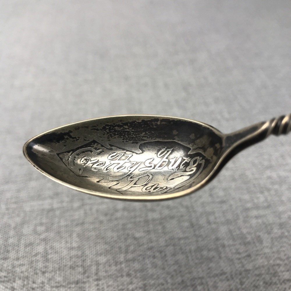 Gettysburg Pa Sterling Silver Souvenir Spoon Twisted Spiral Handle