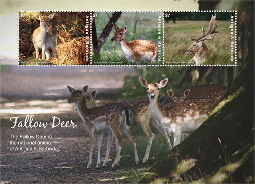 Antigua 2017 - Fallow Deer - Sheet of 3 Stamps - MNH
