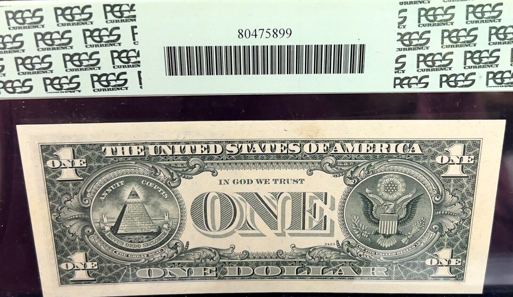 $1 FRN MAJOR OBSTRUCTED FACE PRINTING ERROR NOTE PCGS 63!