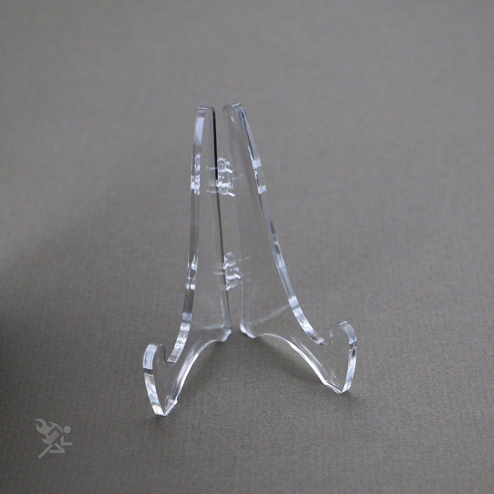 Clear Mini Folding Easel Display Stands for 3" to 4" Items (2-7/8" High), 6 Pack